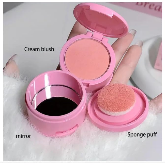 Flair Fusion Mini Blusher with mirror and sponge, perfect for on-the-go touch-ups, from Pinky Cosmetics blusher pack.