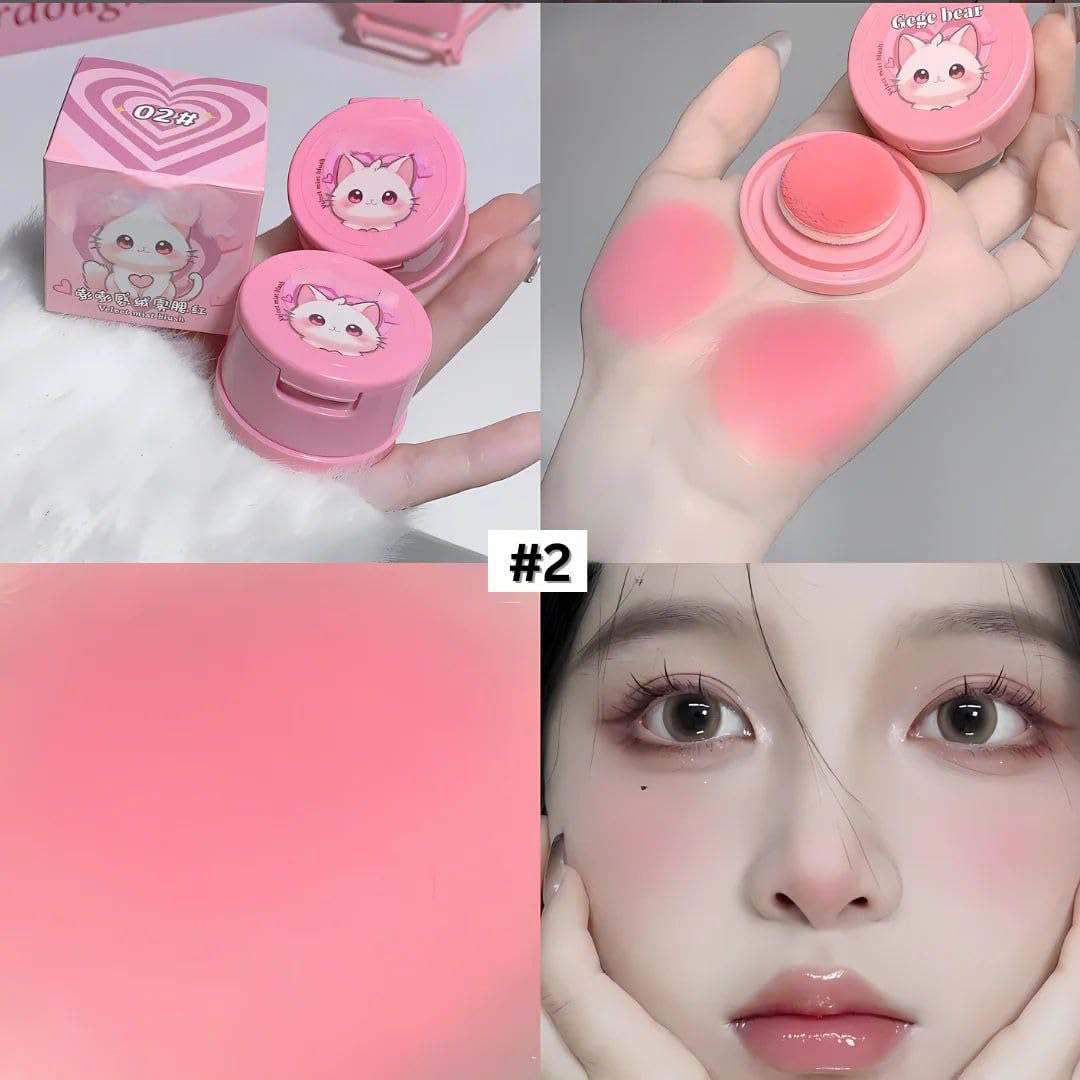 Pinky Cosmetics blusher pack featuring a mini pink blush cream with a mirror and sponge, perfect for a natural glow