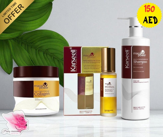 Karseell Maca Power Haircare Set – Collagen Mask, Shampoo & Oil