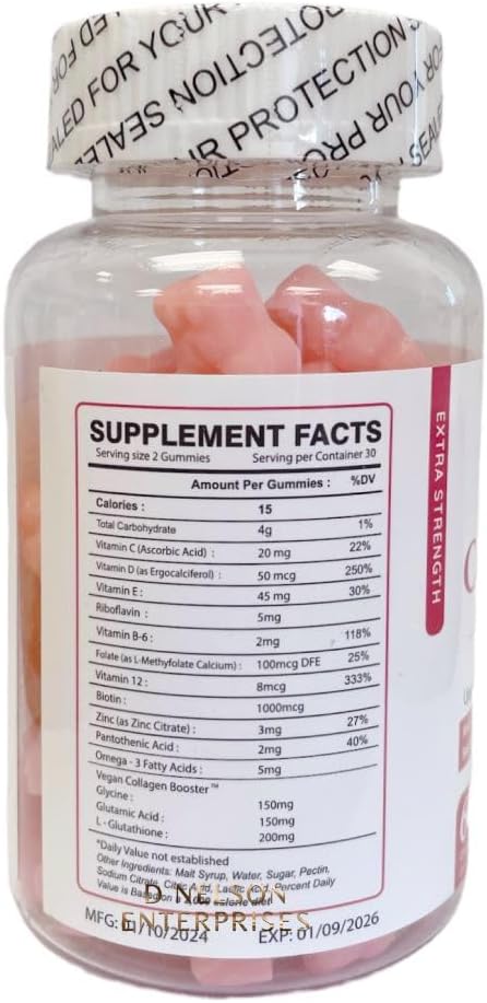 Nature Glow Glutathione Collagen Glow Strawberry Flavor, 60 Organic Chewable Gummies - Pinky Cosmetics