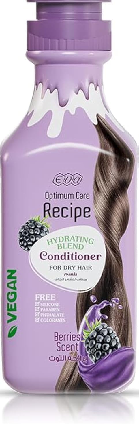 Eva Optimum Care conditioner berries scent in a 350 ml bottle, designed for hydrating dry hair with a pleasing berry fragrance.