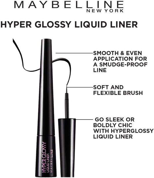 Maybelline Hyper Glossy Liquid Liner - With FREE GIFT (Pair of Multicolor Bangles) - Pinky Cosmetics