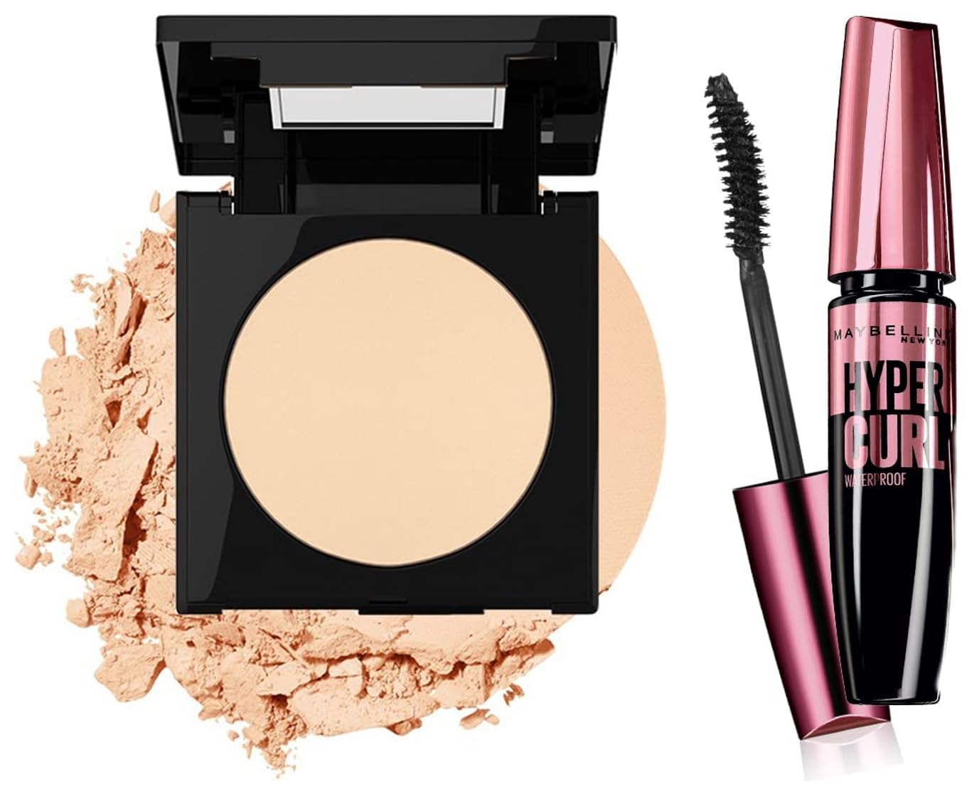 Maybelline New York Hypercurl Mascara & Fit Me Matte Poreless Powder – The Perfect Duo for Flawless Beauty! ✨👁💖 - Pinky Cosmetics