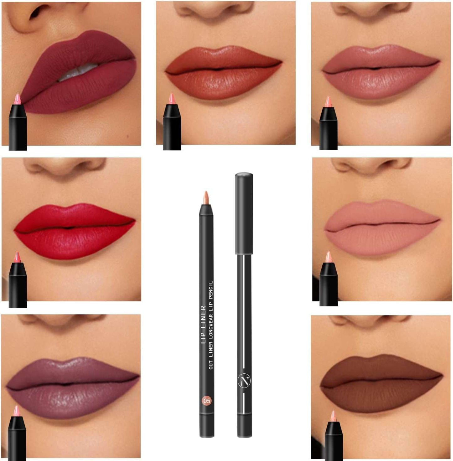 7 Colours Matte Lip Liner Set And 1PCS Concealer Pencil,Long Lasting Waterproof Make Up Lip Liners for Women with 1PCS Full Coverage Foundation Concealer for Eye Dark Circles Spot & Imperfections