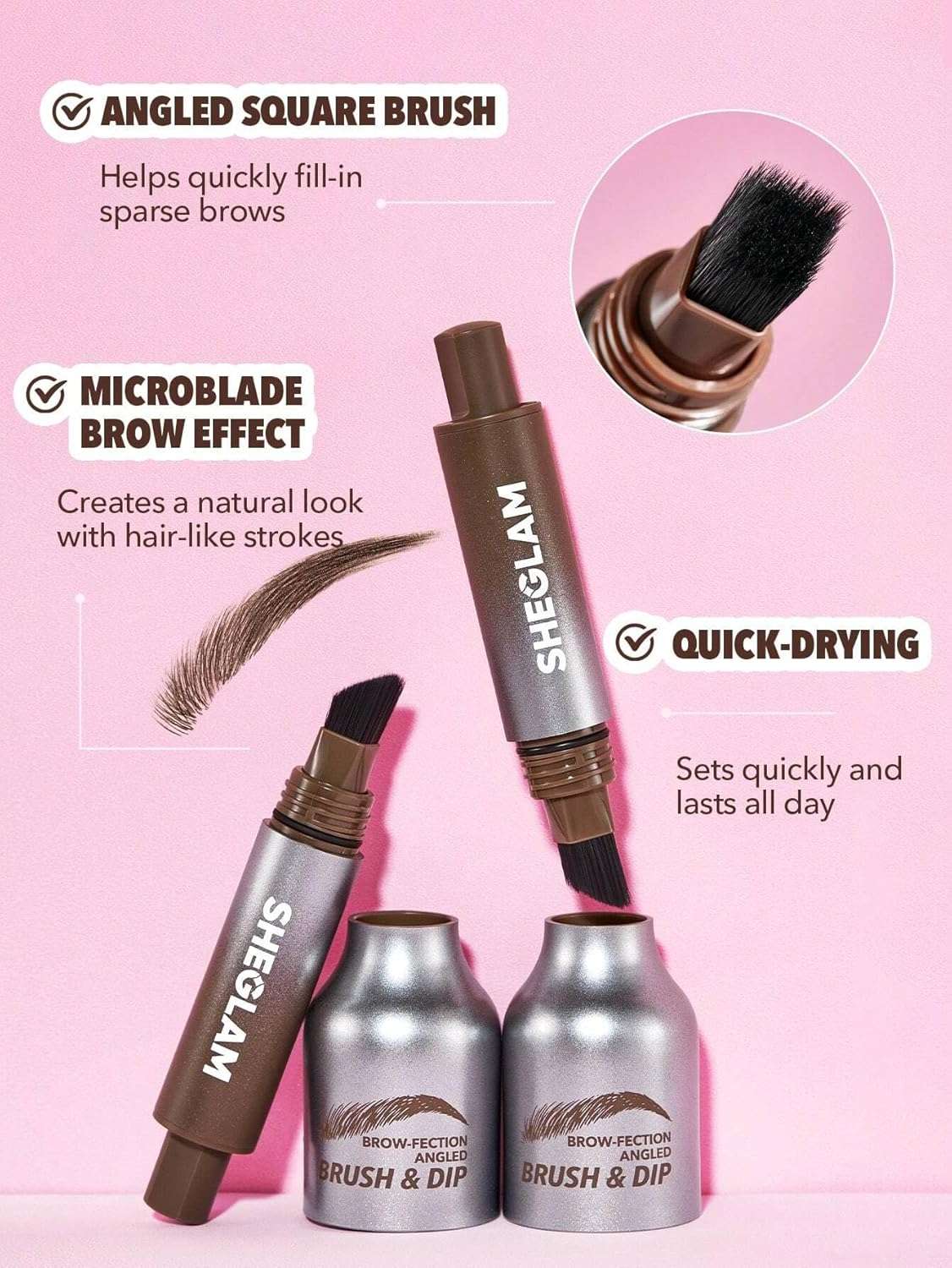 SHEGLAM SHE GLAM Brow-Fection Angled Brush & Dip- Espresso Hair-Like Strokes Liquid Eyebrow Gel Pen Easy To Color Long Lasting Quick Drying Natural Shaping Outlining Filling Eyebrow Makeup,1.2 ml