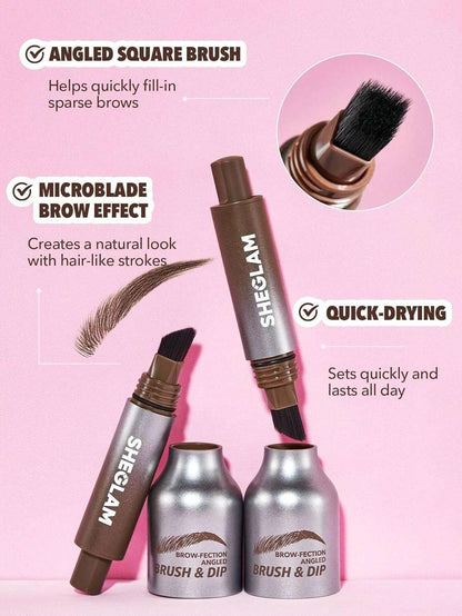 SHEGLAM SHE GLAM Brow-Fection Angled Brush & Dip- Espresso Hair-Like Strokes Liquid Eyebrow Gel Pen Easy To Color Long Lasting Quick Drying Natural Shaping Outlining Filling Eyebrow Makeup,1.2 ml