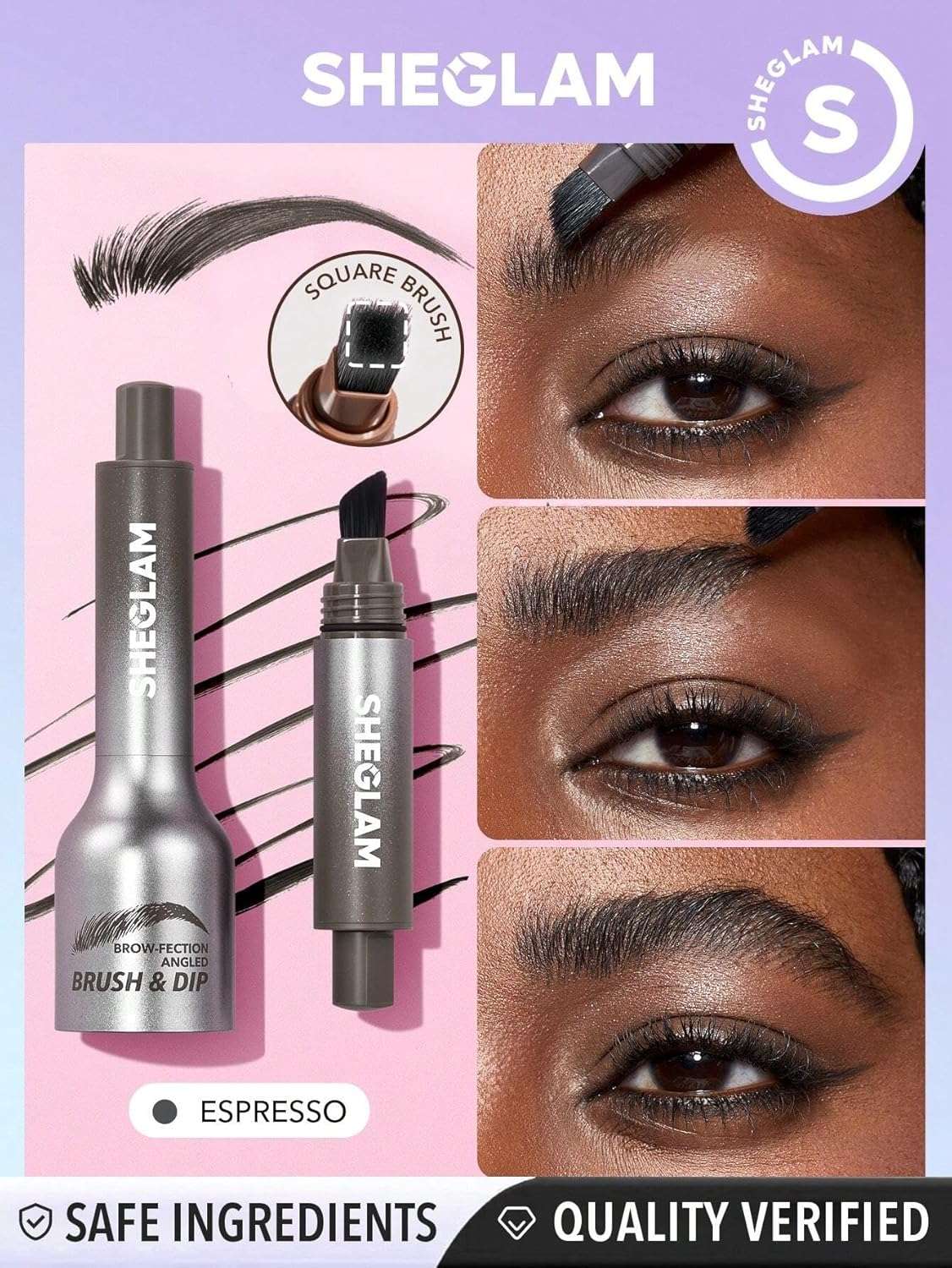 SHEGLAM SHE GLAM Brow-Fection Angled Brush & Dip- Espresso Hair-Like Strokes Liquid Eyebrow Gel Pen Easy To Color Long Lasting Quick Drying Natural Shaping Outlining Filling Eyebrow Makeup,1.2 ml