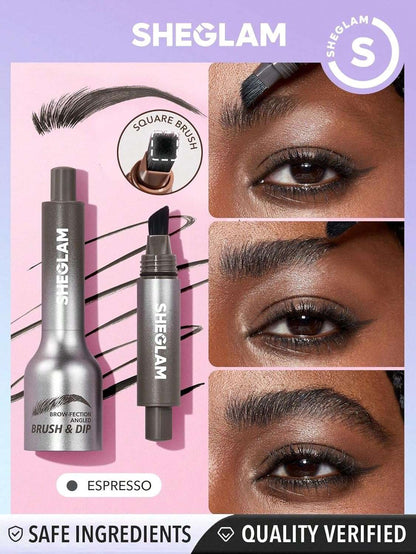 SHEGLAM SHE GLAM Brow-Fection Angled Brush & Dip- Espresso Hair-Like Strokes Liquid Eyebrow Gel Pen Easy To Color Long Lasting Quick Drying Natural Shaping Outlining Filling Eyebrow Makeup,1.2 ml