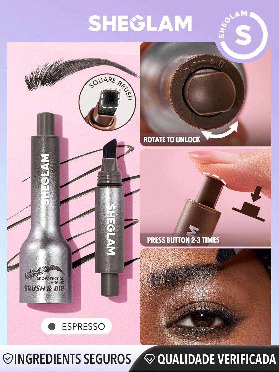 SHEGLAM SHE GLAM Brow-Fection Angled Brush & Dip- Espresso Hair-Like Strokes Liquid Eyebrow Gel Pen Easy To Color Long Lasting Quick Drying Natural Shaping Outlining Filling Eyebrow Makeup,1.2 ml
