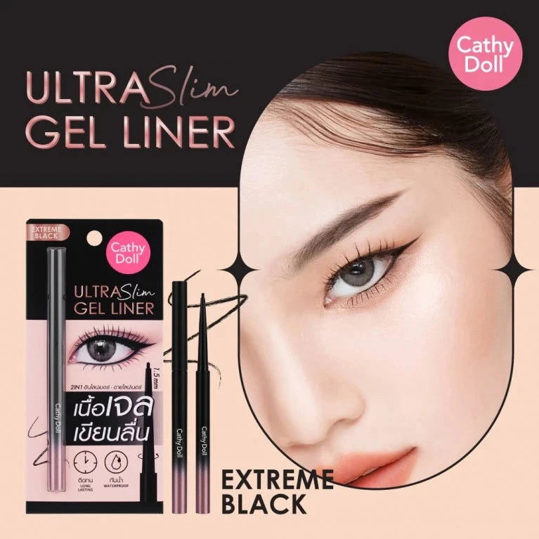 CATHY DOLL ULTRA SLIM GEL LINER 1.5mm 0.07g. Eye 1.5mm Liquid Eyeliner - Pinky Cosmetics