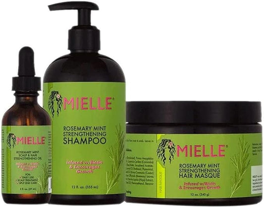 Pinky Cosmetics - Mielle Bundle Natural Rosemary Scalp & Hair Strengthening Oil 59 ML & Rosemary Mint Strengthening Shampoo 355 ML & Rosemary Mint Strengthening Masque 340 Gram -  - #key_feature# - #target_keyword#