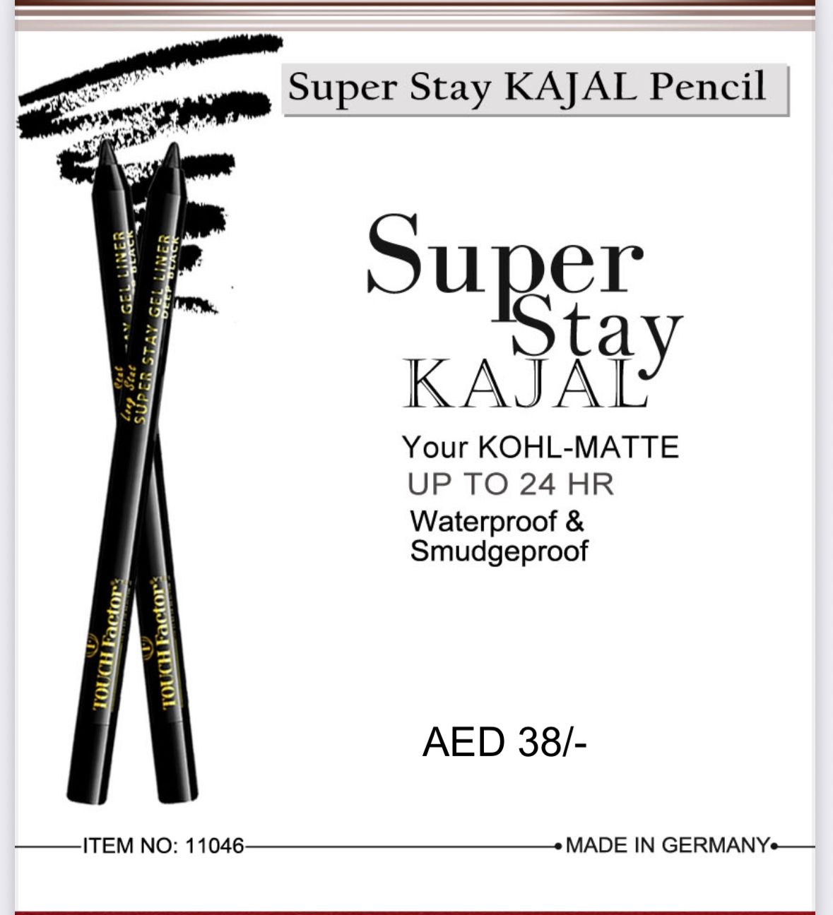 TOUCH FACTOR Waterproof Smoothening Eye Kajal Penci (Black), Matte