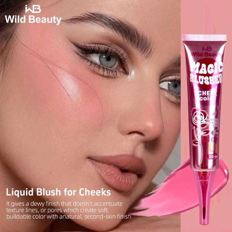 Wild Beauty Magic blusher color changing liquid blush with a dewy finish for a natural look, ideal as a magic blusher for face.