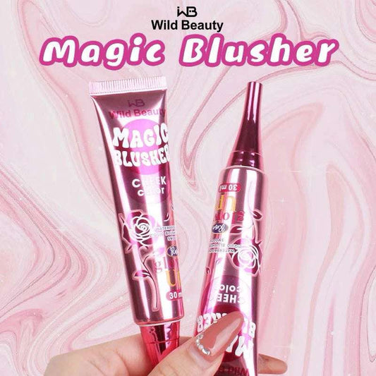Wild Beauty Magic blusher in pink packaging, featuring color-changing liquid blush suitable for long-lasting waterproof wear on your face.