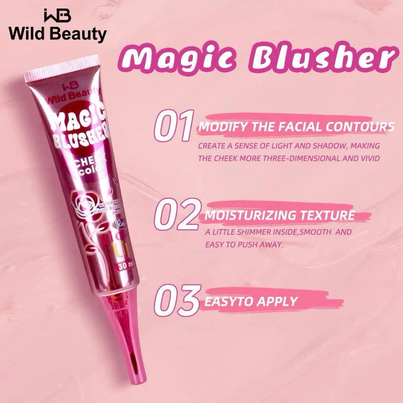 Magic blusher for face, a color-changing liquid blush that is waterproof and long-lasting, ideal for enhancing facial features.