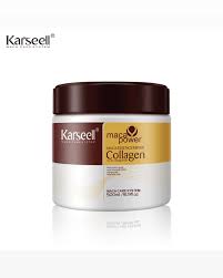 Karseel Collagen Hair Mask in a white and brown jar for hydration and nourishment, featuring Karseel hair mask review