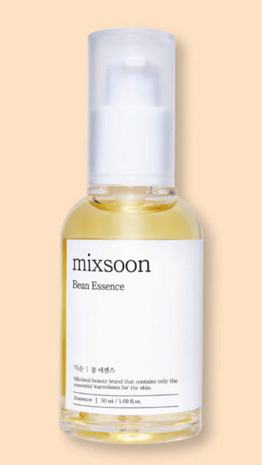 Mixsooon Bean Essence in a clear bottle, designed for essential skincare nourishment and hydration.